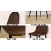 Gulches Furniture Dining Chairs Set of 4 - Brown Saddle Leather Upholstered, Spoon Shape with Black Metal Legs, Sturdy Kitchen/Restaurant Chairs - 4 of 4