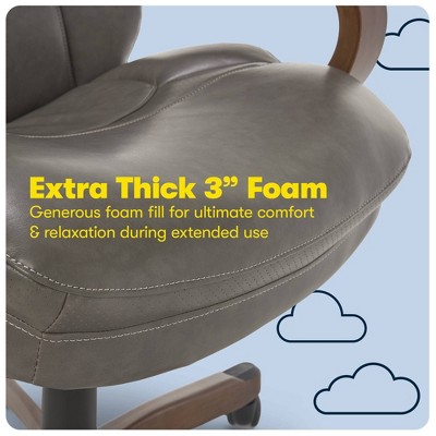 Gray Bonded Leather Executive Swivel Office Chair with Fixed Arms