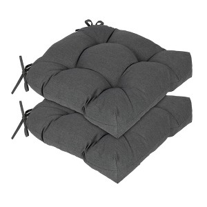 Aoodor 19x19x5 Inch Tufted Outdoor Chair Cushions, Water and Fade Resistant Polyester Dining Chair Pads with Ties for Patio Furniture, Set of 2 - 1 of 4