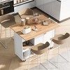 Rolling Kitchen Island, with Spice Rack, Towel Rack, Open Side Racks, Power Outlet and Storage Drawers, Multiple Design Styles and Color Combinations - 3 of 4