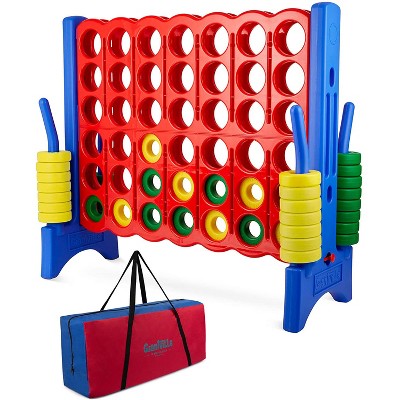 Giantville 3 Foot Tall Easy to Assemble Water Resistant Indoor and Outdoor Oversized Jumbo Link 4 Multicolor Connect Game with Portable Canvas Bag