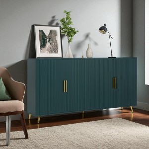 60" Wood TV Stand with Storage Cabinet and Adjustable Shelves, Modern Media Console Table with 4 Doors for Living Room Hallway Entertainment Center - 1 of 4