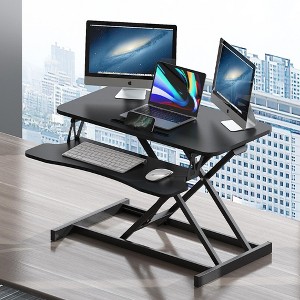 MDF+Metal Desk Converter with Height Adjustable Sit-to-Stand Riser and Wide Keyboard Tray - 1 of 4