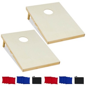 Costway 1/2 PCS 3'x2' Portable Corn Hole Game Board Includes 8 Bean Bags Solid Wood - 1 of 4