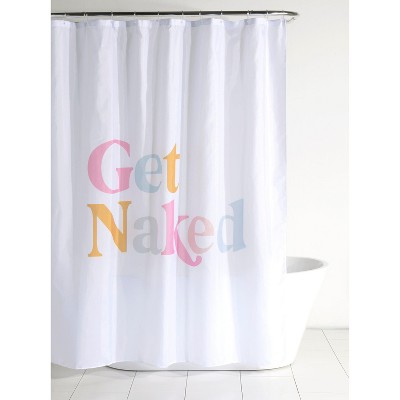 Shiraleah "Get Naked" White Shower Curtain