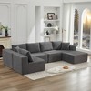 137.8" Corduroy Upholstery U-Shaped Cloud Modular Sectional Sofa with Right Chaise and Pillows, All-Foam Compression Design - 4 of 4
