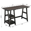 HomeStock HomeStock Trestle Desk with Shelves, 47", Espresso - 3 of 4