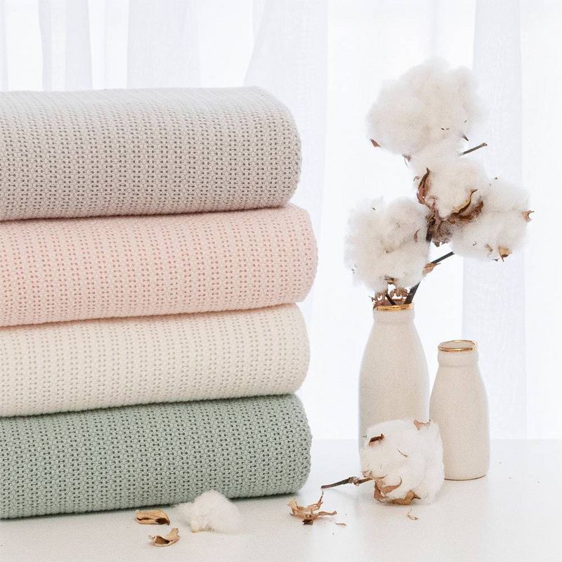Living Textiles Baby Organic Celullar Baby Blanket - White, 5 of 7