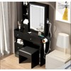 Vanity Table With Cushioned Stool, Drawer Cabinet, 2 AC + 2 USB Socket, Rectangular Sliding LED Lighted Mirror With Tri-color Brightness Adjustable - 2 of 4