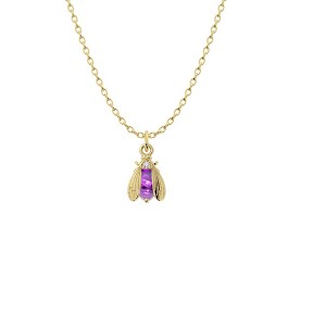 Bow to the Bee Birthstone Bee Necklace – 7mm Charm – 14k Gold or Sterling Silver – Personalized Gift – 1pc - 1 of 4