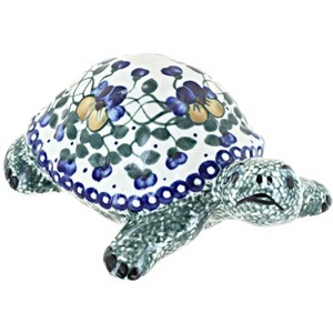 Blue Rose Polish Pottery 28B WR Unikat Turtle Figurine - 1 of 3