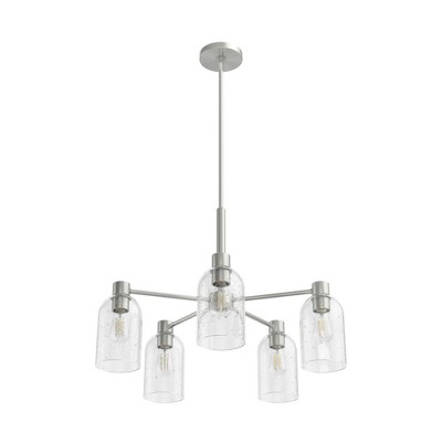 Lochemeade 5-Light Brushed Nickel Seeded Glass Chandelier