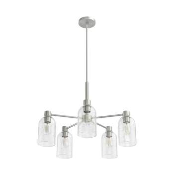 5-Light Lochemeade Seeded Glass Chandelier Ceiling Light Fixture Brushed Nickel - Hunter Fan