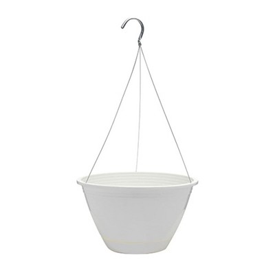 Southern Patio 10 Inch Promotional Outdoor Lightweight Textured Poly Resin Hanging Planter Basket for Patio, Deck, and Backyard, White