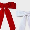 Girls' 2pk Holiday Velvet Bow Barrette Set - Cat & Jack™ Cream/Red - 3 of 3