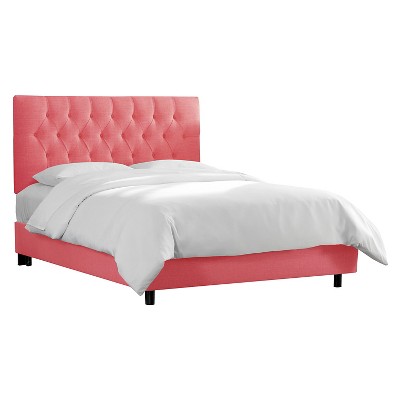 Twin Edwardian Tufted Upholstered Bed Linen Coral - Skyline Furniture