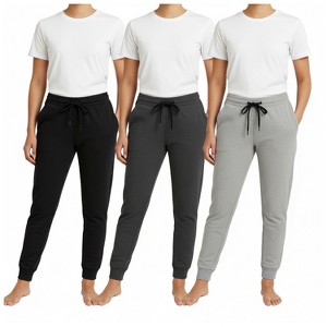 Women's 3 Pack Ultra Soft Fleece Pocket Joggers - Cozy, Comfortable & Stylish - 1 of 4