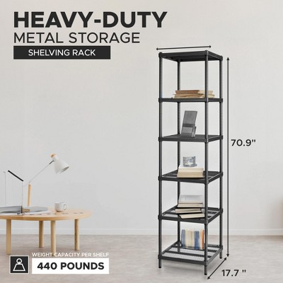 Versatile MeshWorks Black Metal Mesh 6-Tier Shelving Tower