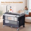 JOYMOR 4 in 1 Pack and Play with Bassinet, Baby Bassinet for Newborn Infant, Portable Baby Playpen for Babies and Toddlers (Black) - 3 of 4