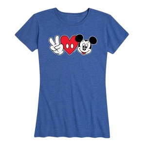 Women's - Disney - Peace Love Mickey Short Sleeve Graphic T-Shirt - 1 of 4