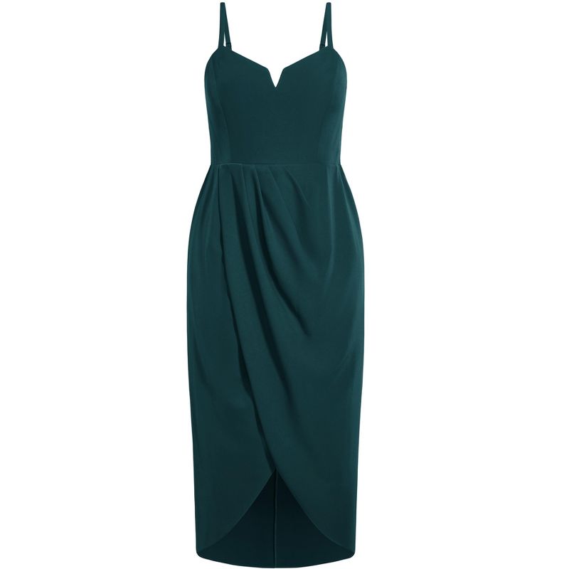 Women's Plus Size Sassy V Dress - emerald | CITY CHIC, 3 of 4