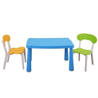 SKRAN 3-Piece Children's Multi-Functional Activity Table Set, Plastic Toddler Table and Chair Set for Reading,Preschool,Drawing, Playroom