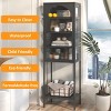 5 Tier Bookshelf Display Storage Cabinet with 3 Adjustable Shelves Metal Storage Cabinet with Glass Door for Dining Room Living Room-Tanpinhause - 3 of 4
