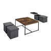 35" MDF and Wood 5-Piece Coffee Table Set with Storage Stools and Adjustable Legs for Living Room or Family Spaces - 3 of 4