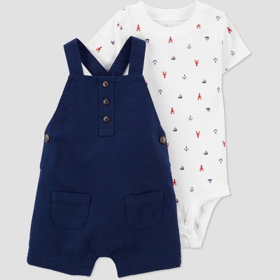 Carter's Just One You® Baby Boys' Romper - White/Navy 3M
