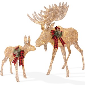 Best Choice Products 2-Piece Moose Family Lighted Christmas Yard Décor Set w/ 370 LED Lights, Stakes, Zip Ties - 1 of 4