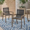 Outdoor Patio Dining Chair Set of 2,Armrest Dining Chair with Mesh Seating and Acacia Wood Legs for Garden,Poolside-Tanpinhause - 2 of 4