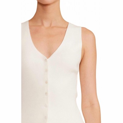 Women's Fiora Button-Front Sleeveless Sweater Vest - LUCY PARIS S