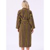 INSPIRE CHIC Women's Striped Bathrobe Midi Belt Closure Warm Fleece Fluffy Short Plush Robes - 4 of 4