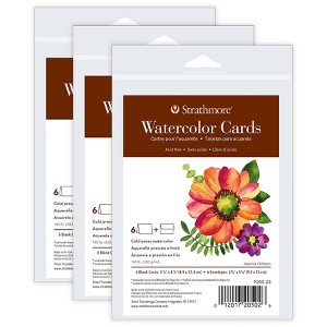 Strathmore 400 Series Watercolor Cards & Envelopes, Anniversary Size, 3.5x4.875 inch, 6 Per Pack, 3 Packs - 1 of 4