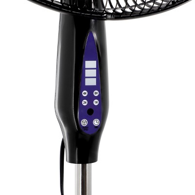 Vie Air 16 Inch Black Aluminum Remote Controlled Oscillating Pedestal Fan
