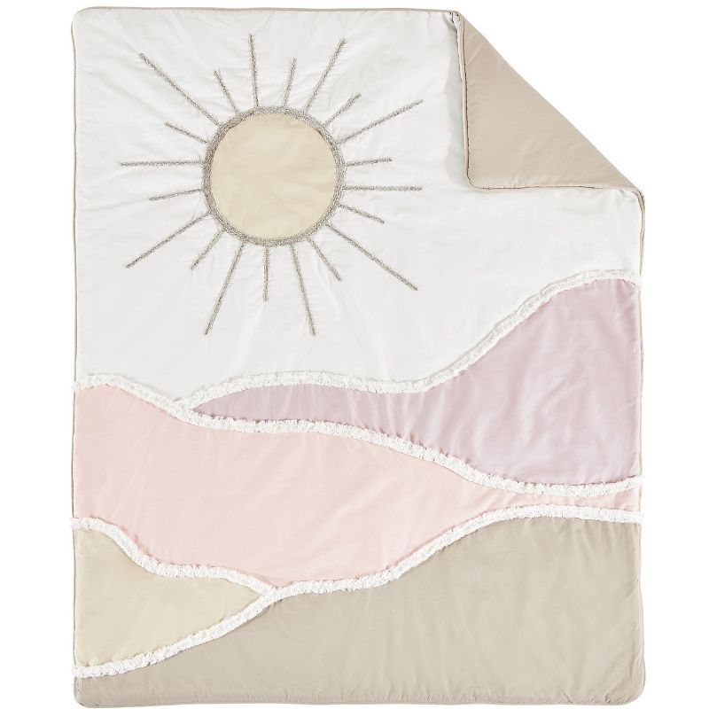 Sweet Jojo Designs Girl Baby Mini Crib Bedding Set - Desert Sun Pink and Gold 3pc, 3 of 6