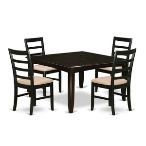 HomeStock 5-Piece Square Cappuccino Finish Solid Wood Top Dining table with 4-Chairs - 1 of 4