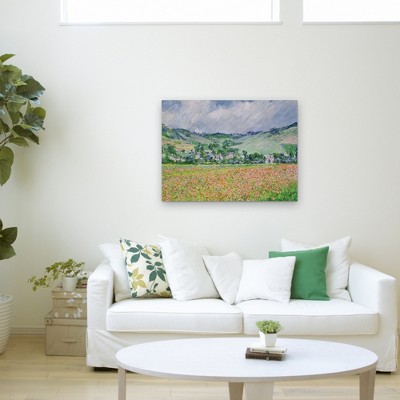 Claude Monet Poppy Field Landscape Canvas Art in Green and Blue