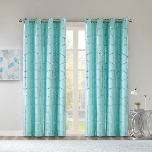 PAGED Metallic Print Total Blackout Curtains for Bedroom,Window Curtain Panels with Grommet Top,Curtains for Living Room,Machine Washable - 1 of 4