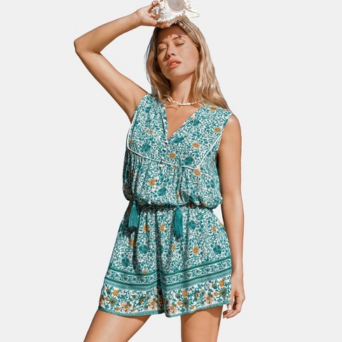 Teal top romper womens