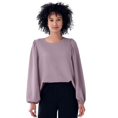 ellos Women's Plus Size Puff Sleeve Textured Knit Tee