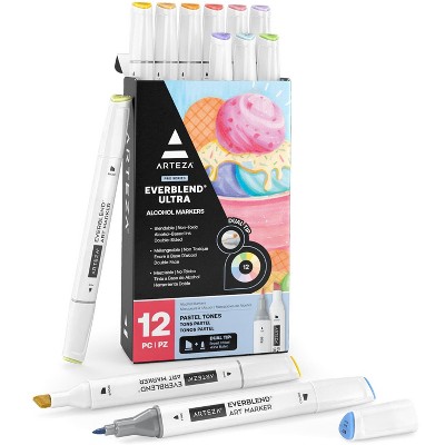 Arteza Professional Everblend Dual Tip Ultra Artist Brush Sketch Markers,  Architect Tones, Replaceable Tips - 36 Pack : Target