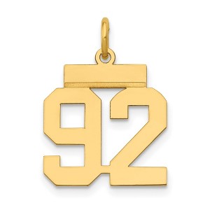 Black Bow Jewelry 14k Yellow Gold, Athletic Collection, Small Polished Number 92 Pendant - 1 of 4