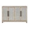 Treasure Trove Accents 4 Door Credenza: Mirrored Fretwork, Pine Surface, No Assembly Required - 2 of 4