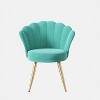 Green velvet decorative chair with gold metal legs, powder room vanity chair, living room upholstered guest chair - 4 of 4