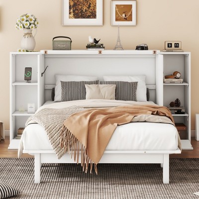 Whisen Modern Design Murphy Bed, Folded into a Cabinet with Shelves, Drawers and USB Ports