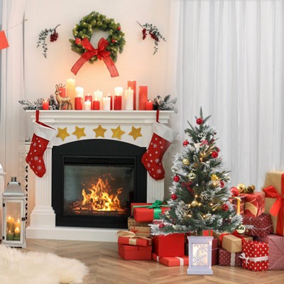 Artificial Christmas Tree With Warm White LED Lights- 3Ft Fiber Optic-Like Flocked Tree  for Home, Shops, Party and Holiday Christmas Decoration