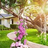 Lirago, 15.3"D * 98.4"H * 74.4"W, White Metal Garden Arch - Galvanized Iron Trellis, Rose Arch, Outdoor Garden Decor with Gate Design - 3 of 4