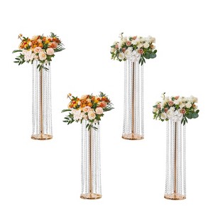 VEVOR 4PCS 35.43inch Tall Crystal Wedding Flowers Stand Luxurious Centerpieces Flower Vases Crystal Gold Vase Metal,Perfect for T-stage Wedding Part - 1 of 4