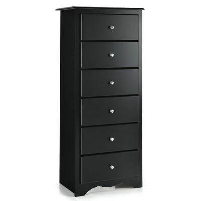 Costway 5 Drawer Chest Storage Dresser Floor Cabinet Organizer with Wheels  Black